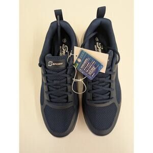 S Sport Memory Foam Sneakers Men Size 9 Navy Blue Mesh Comfort Running Shoes